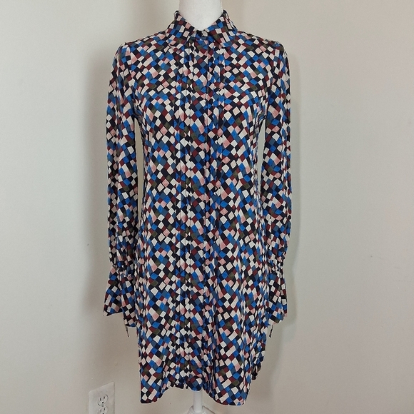 Tory Burch Kaylee Silk Dress Navy Prism  Size 0 - Picture 7 of 13